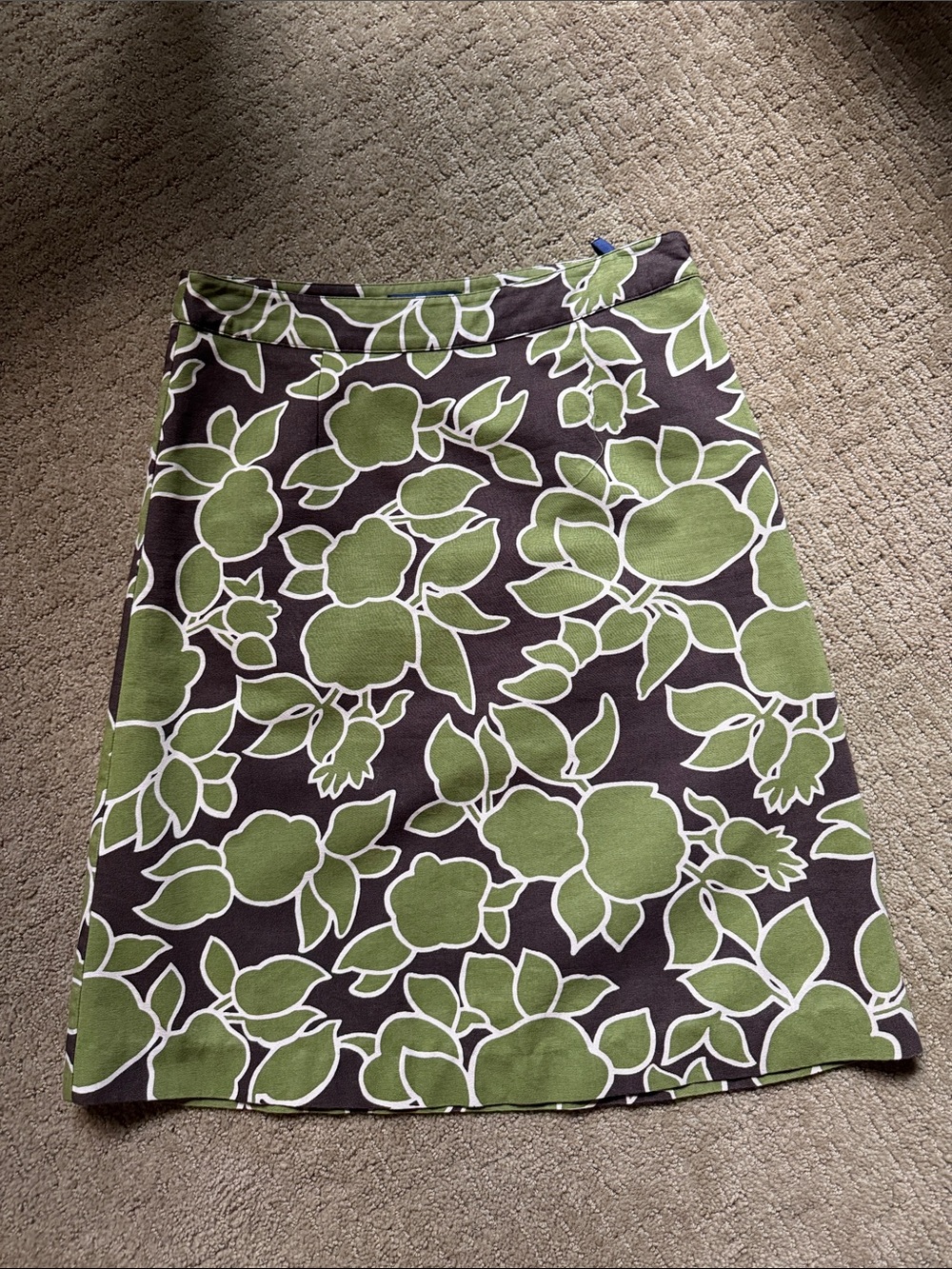 Boden Green Floral A-Line Skirt on Brown